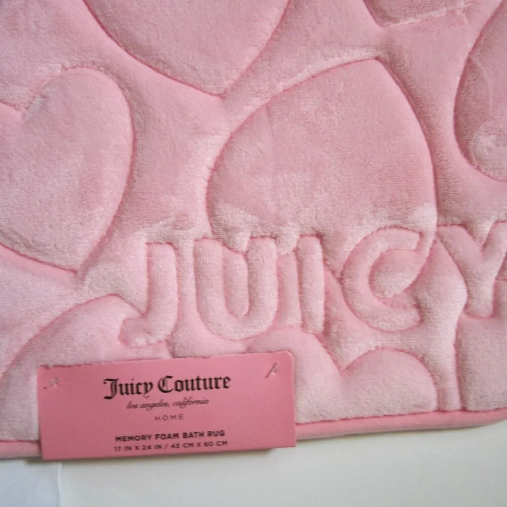 Juicy Couture Heart Pink Memory Foam Bath Rug Home